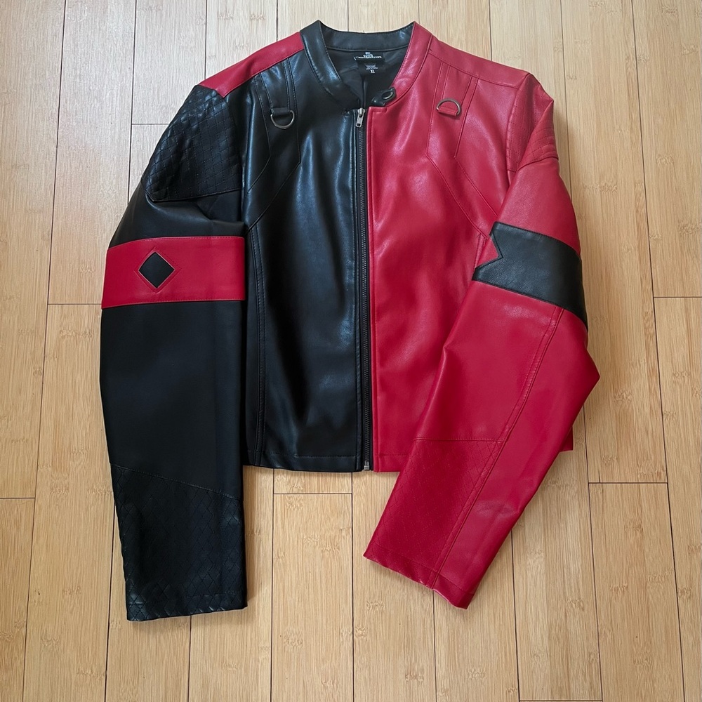 Hot Topic Red and Black Bomber Jacket